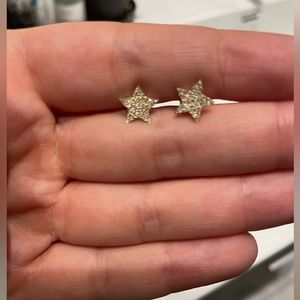 Gold pave star earrings